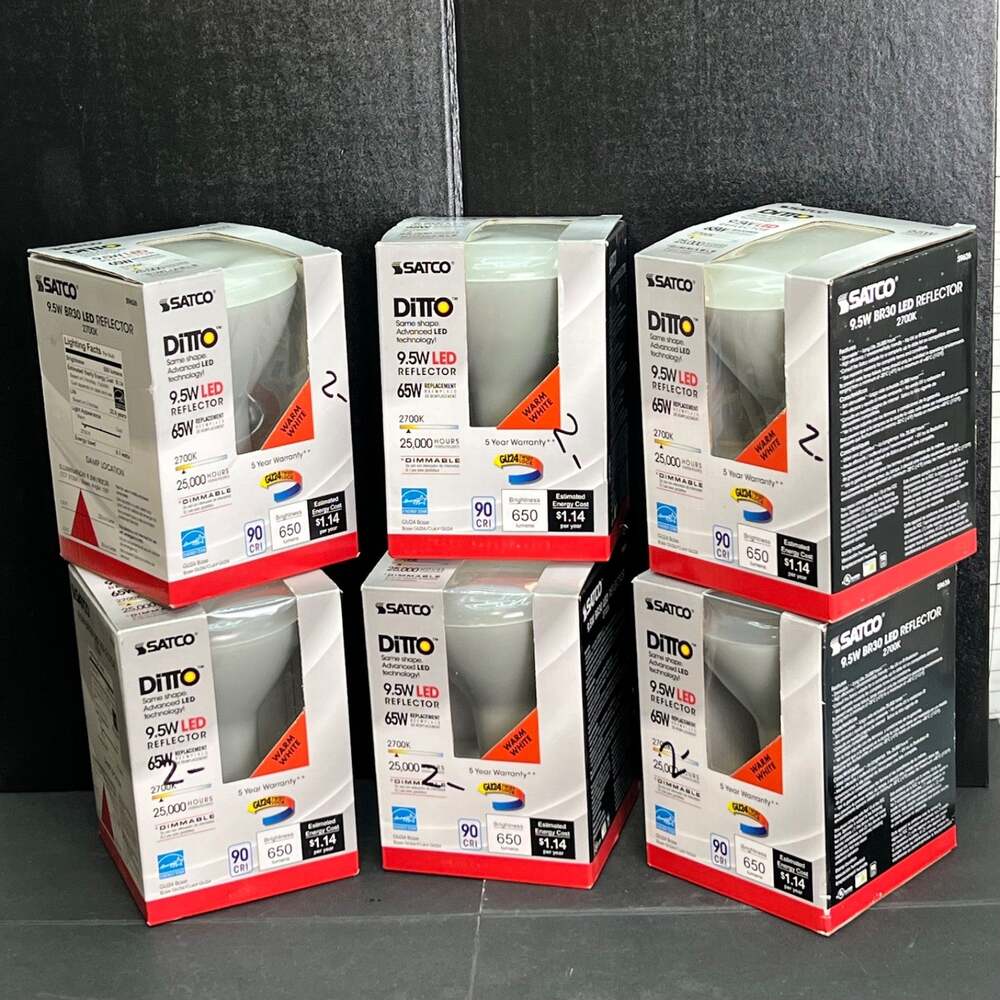 Satco S9626 BR30 LED Bulbs GU24 9.5W 2700K Dimmable Warm White Lot of 6 New
